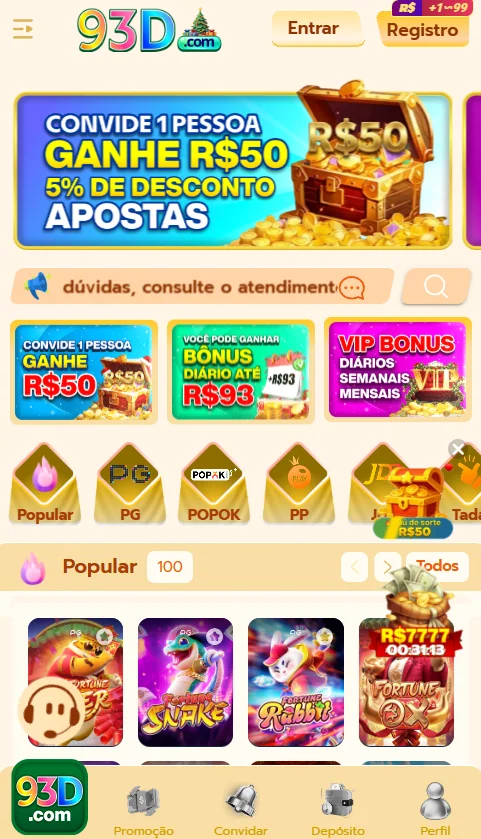 Usuário jogando em celular, acessando 93d.com